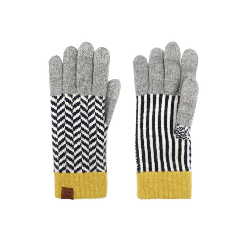 Nordic Pattern Touchscreen Winter Knit Gloves - Black - 1