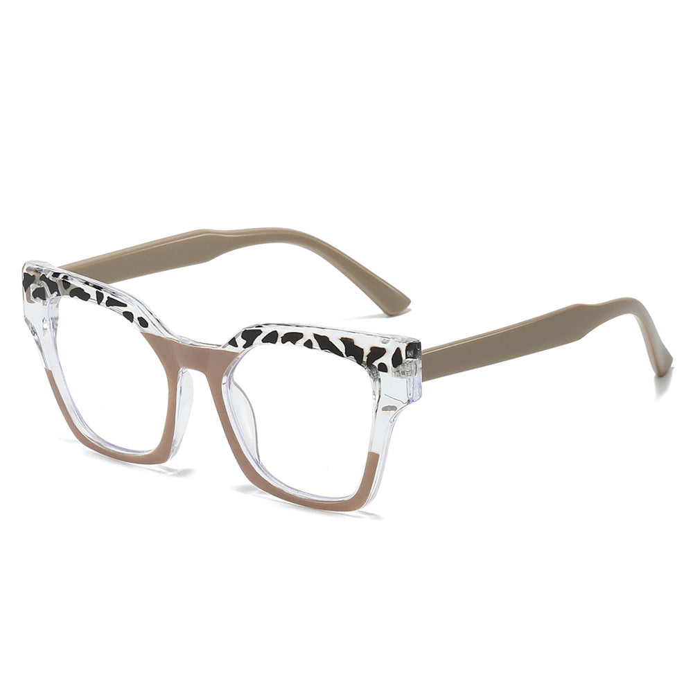 Chunky Square Two Tone Eyeglass Frames - Khaki