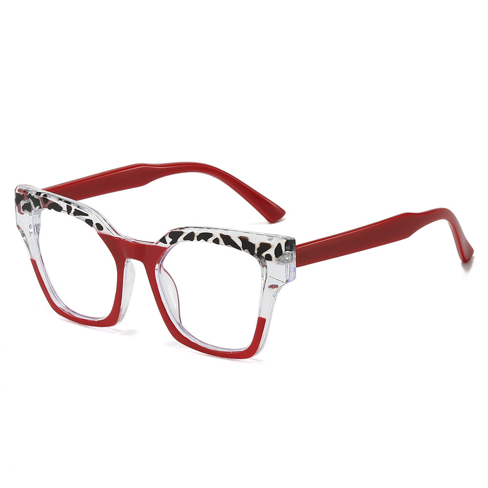 Chunky Square Two Tone Eyeglass Frames - Red