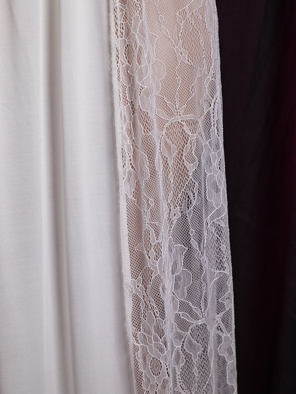 Sheer Lace Panel Satin Maxi Nightgown - White - 7