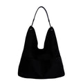 Oversized Faux Suede Hobo Bag with Front Pocket - Black