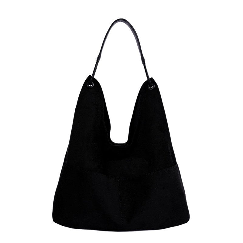 Oversized Faux Suede Hobo Bag with Front Pocket