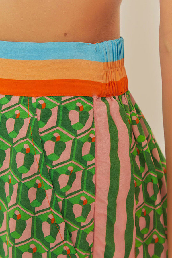 Geometric Scarf Print Shirt and Pants Set - Pants - 1