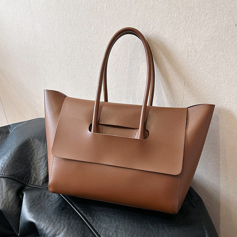 Minimalist Winged Flap Tote Bag - Tan