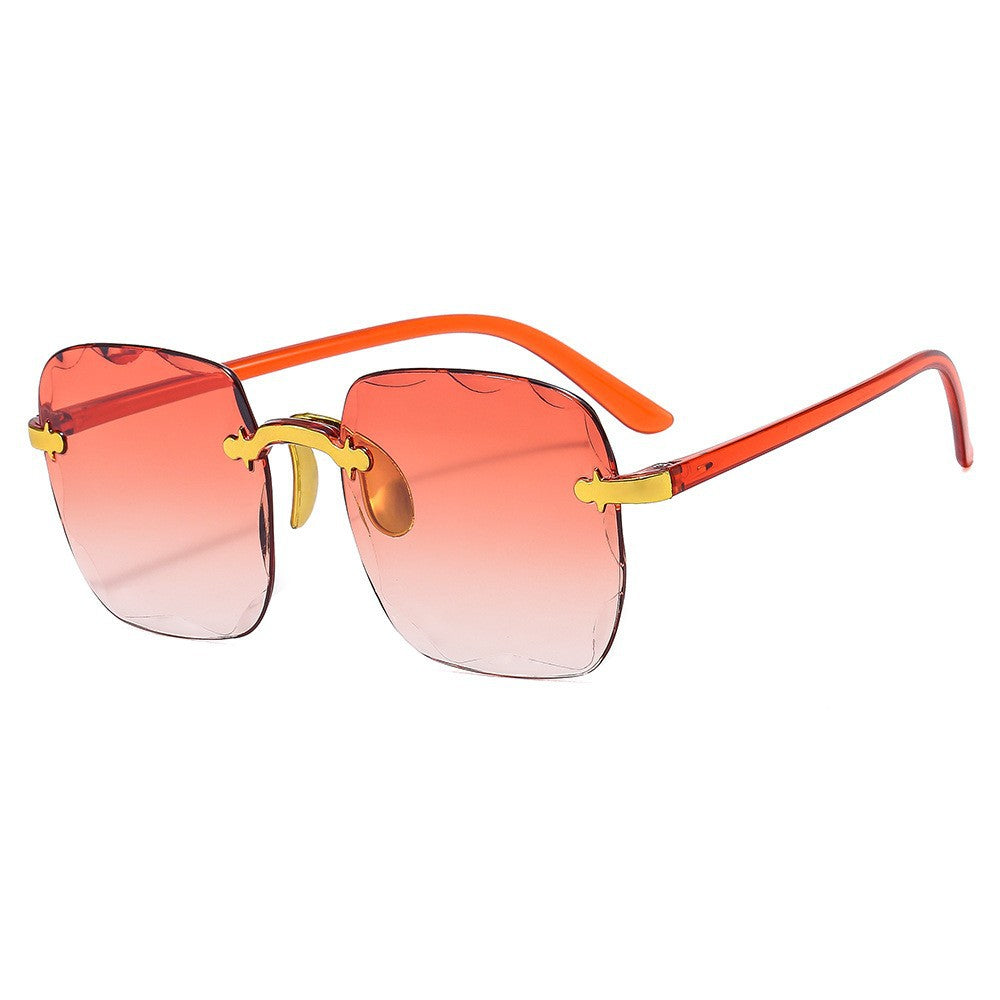 Rimless Square Gradient Lens Sunglasses - C10
