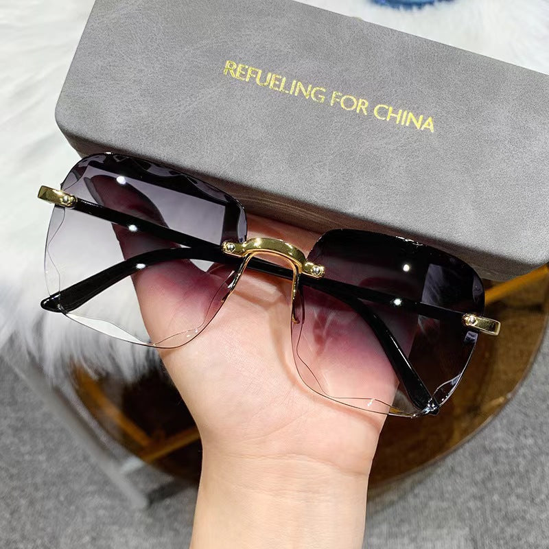 Rimless Square Gradient Lens Sunglasses - C12