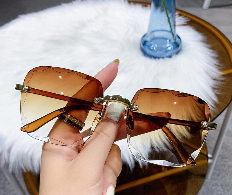 Rimless Square Gradient Lens Sunglasses - C13