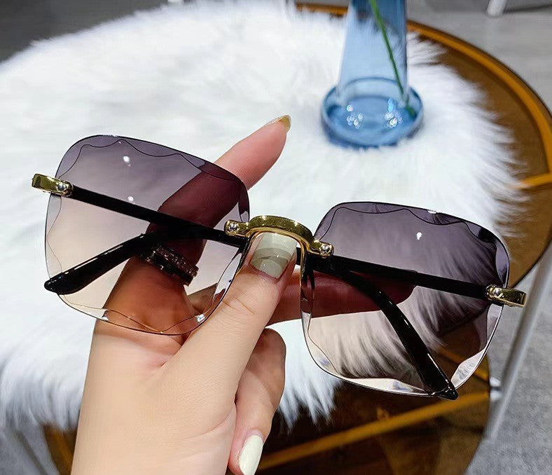 Rimless Square Gradient Lens Sunglasses - C14