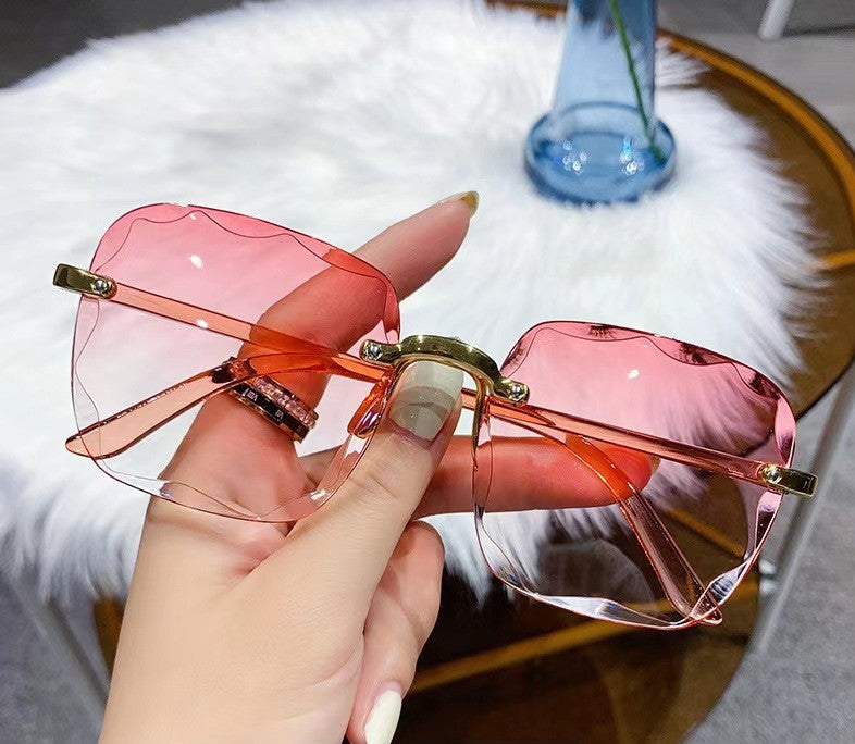 Rimless Square Gradient Lens Sunglasses - C16