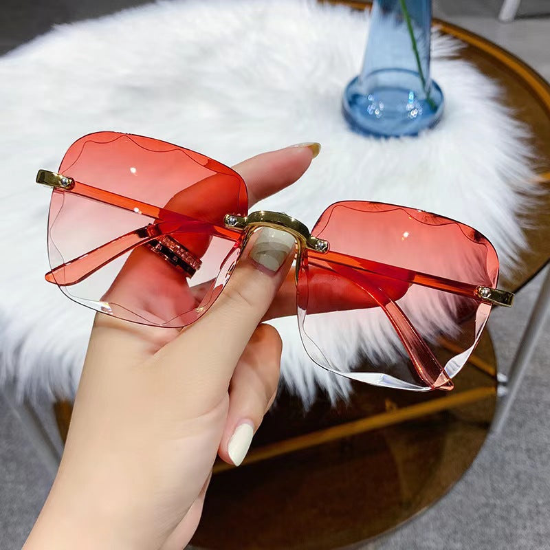Rimless Square Gradient Lens Sunglasses - C17