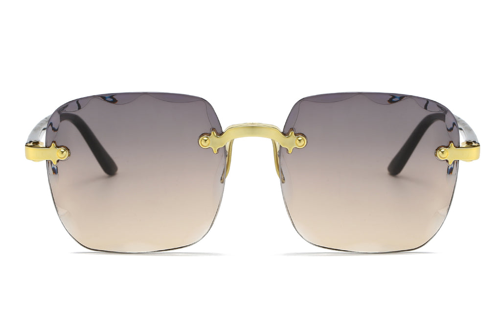 Rimless Square Gradient Lens Sunglasses - C2