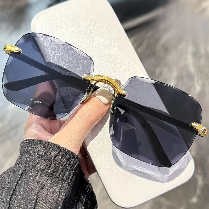 Rimless Square Gradient Lens Sunglasses - C21