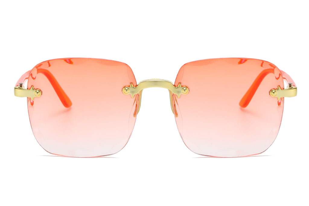 Rimless Square Gradient Lens Sunglasses - C3