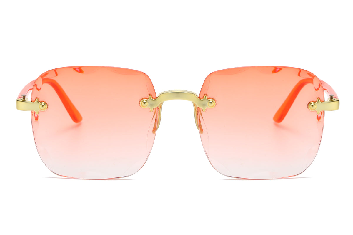 Rimless Square Gradient Lens Sunglasses - C3