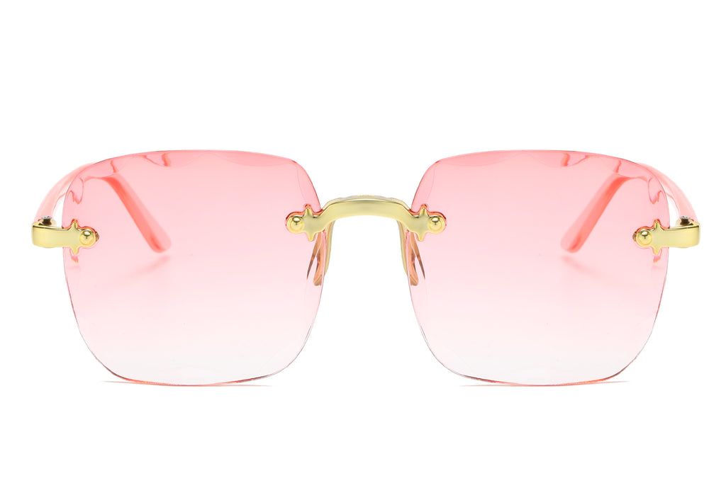 Rimless Square Gradient Lens Sunglasses - C4
