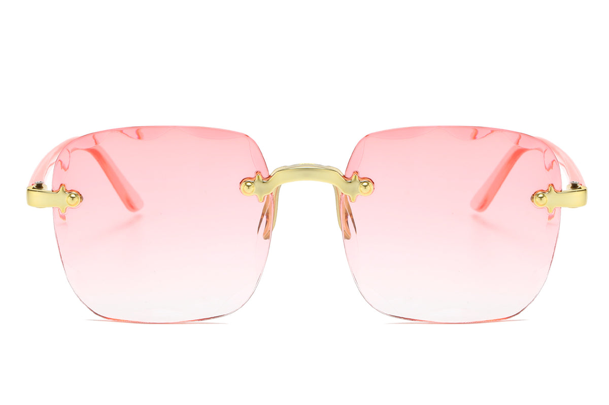 Rimless Square Gradient Lens Sunglasses - C4