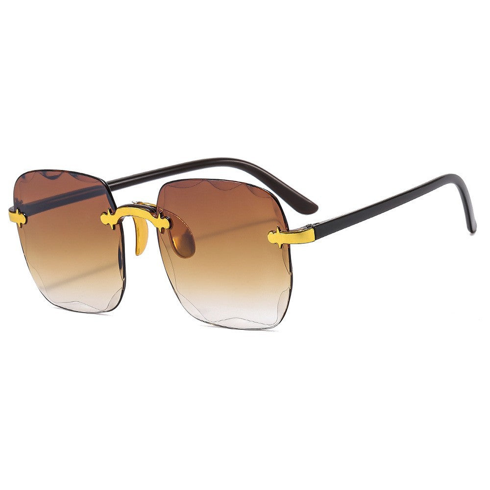Rimless Square Gradient Lens Sunglasses - C6