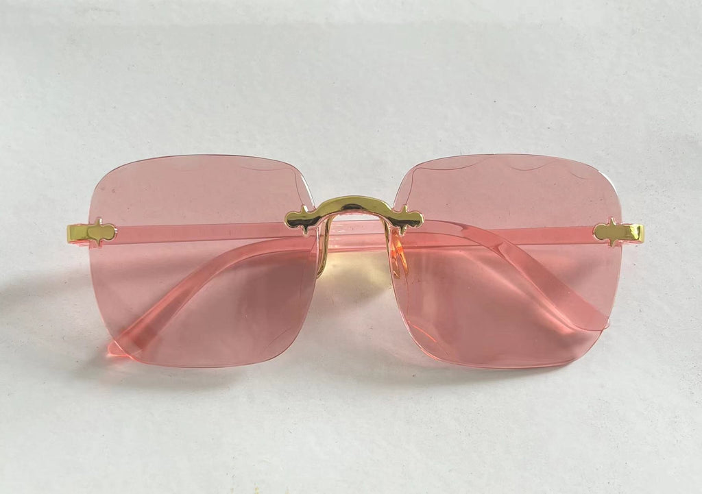 Rimless Square Gradient Lens Sunglasses - C7