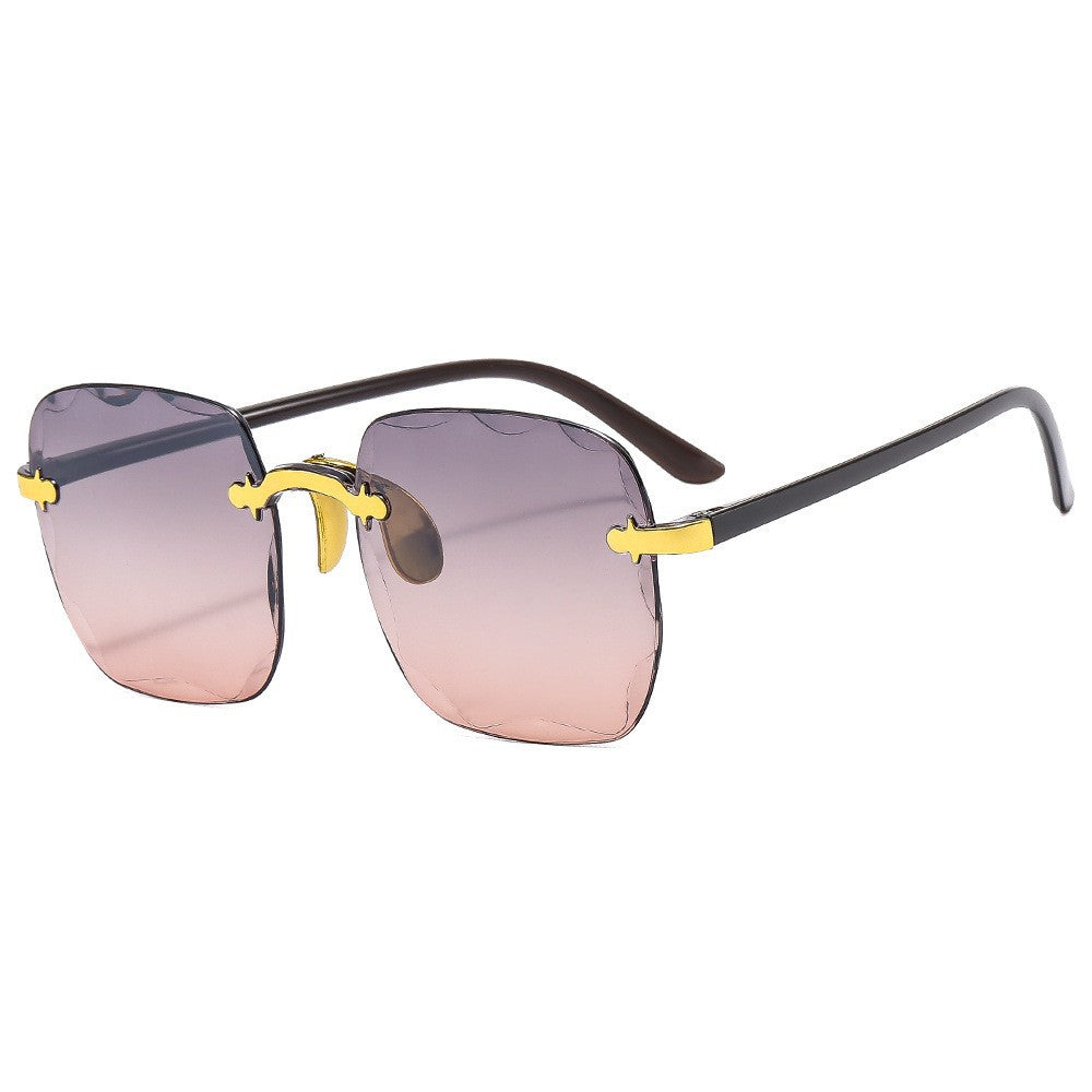 Rimless Square Gradient Lens Sunglasses - C8