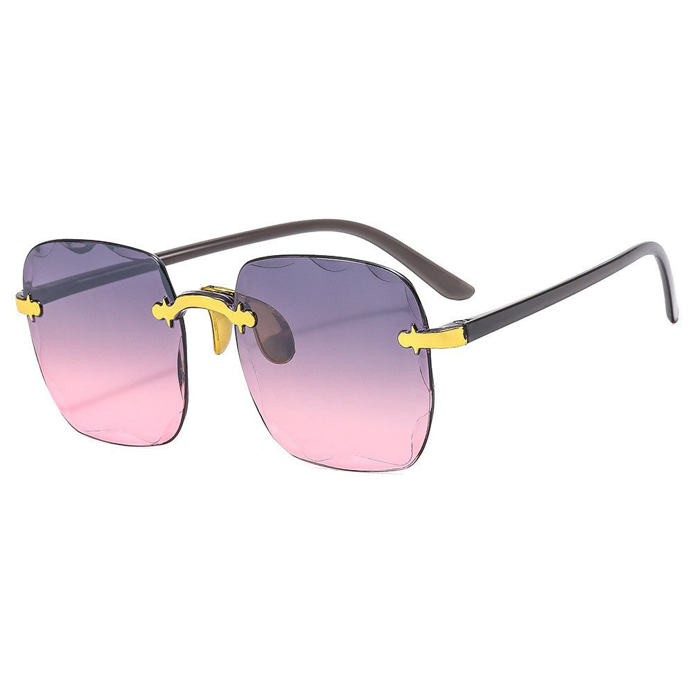 Rimless Square Gradient Lens Sunglasses - C9
