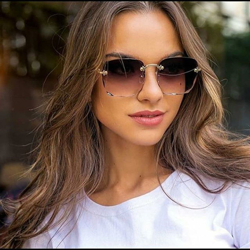 Rimless Square Gradient Lens Sunglasses - view 1