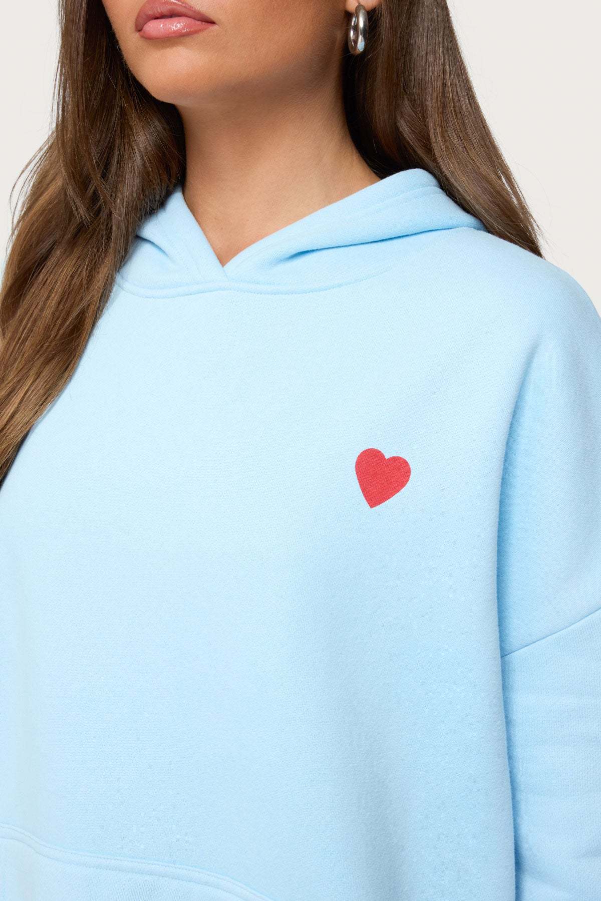 Heart Graphic Hoodie and Sweatpants Set - SkyBlue - 4