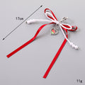 Double Bow Pearl Heart Charm Keychain - Red