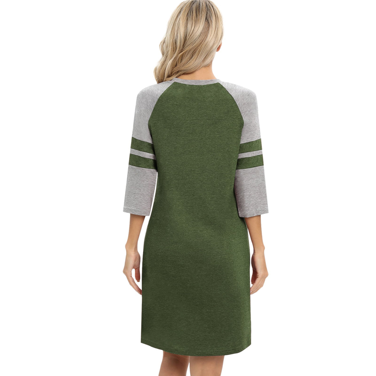 Colorblock Raglan Sleeve Sleep Shirt Dress - view 6