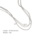 Layered Triple Chain Rhinestone Necklace - Silvery