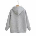 Brushed Fleece Zip Front Hooded Jacket - Grey