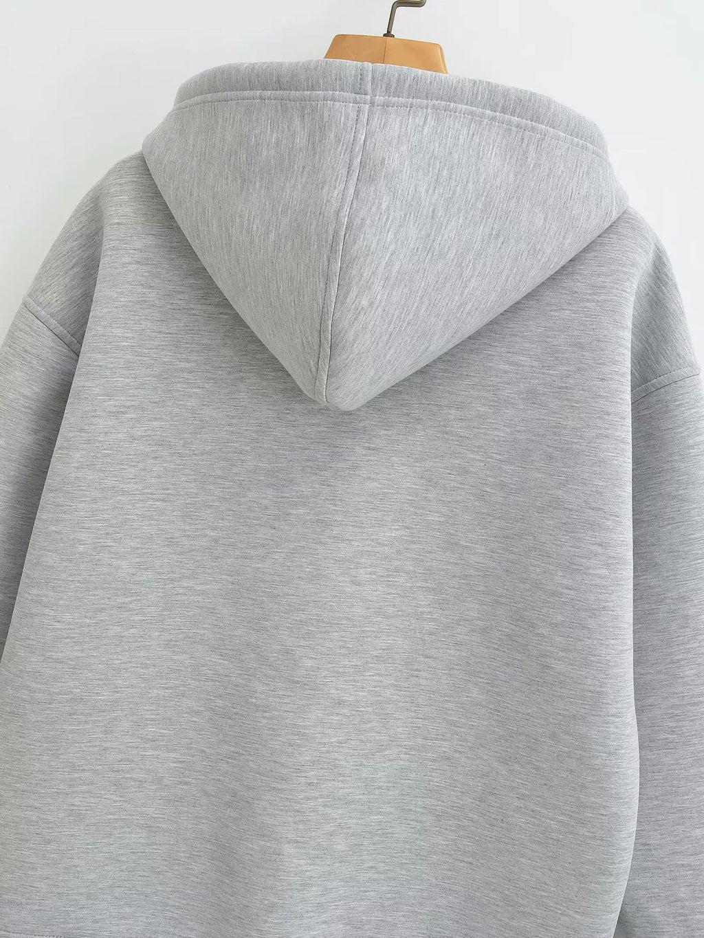 Brushed Fleece Zip Front Hooded Jacket - Grey - 3