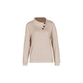 Asymmetric Button Collar Textured Sweatshirt - Apricot