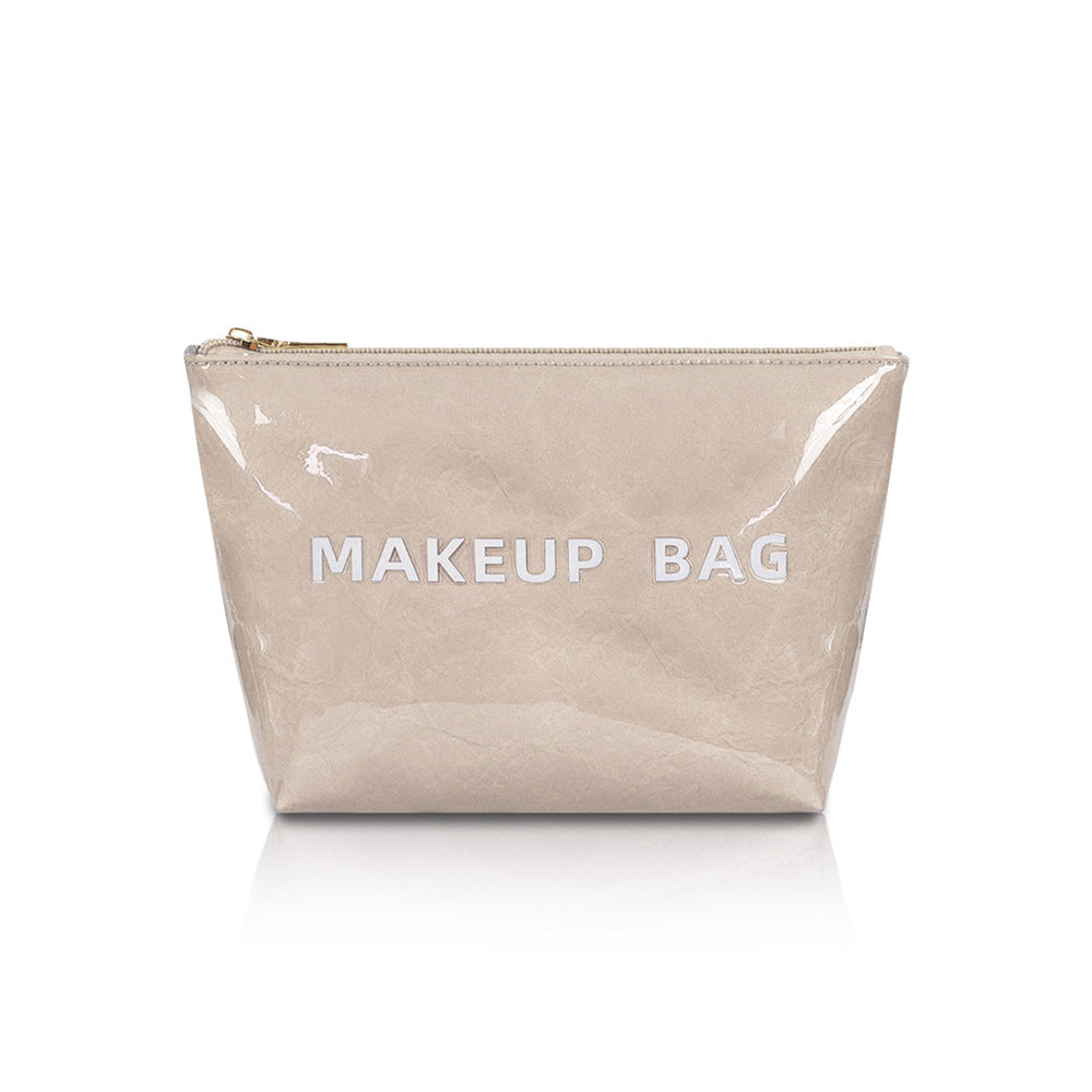 Glossy Zip Top Cosmetic Travel Pouch - Begie