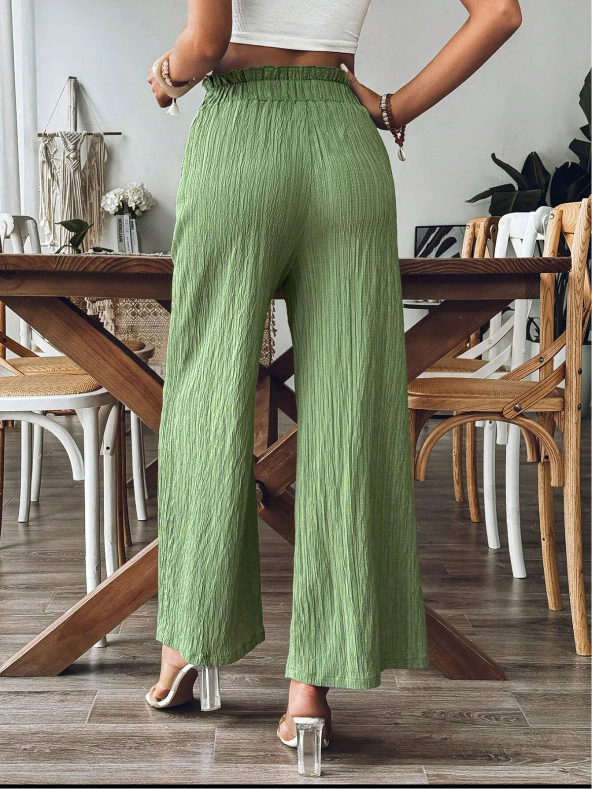Crinkle Pleated Wide Leg Pants - view 1