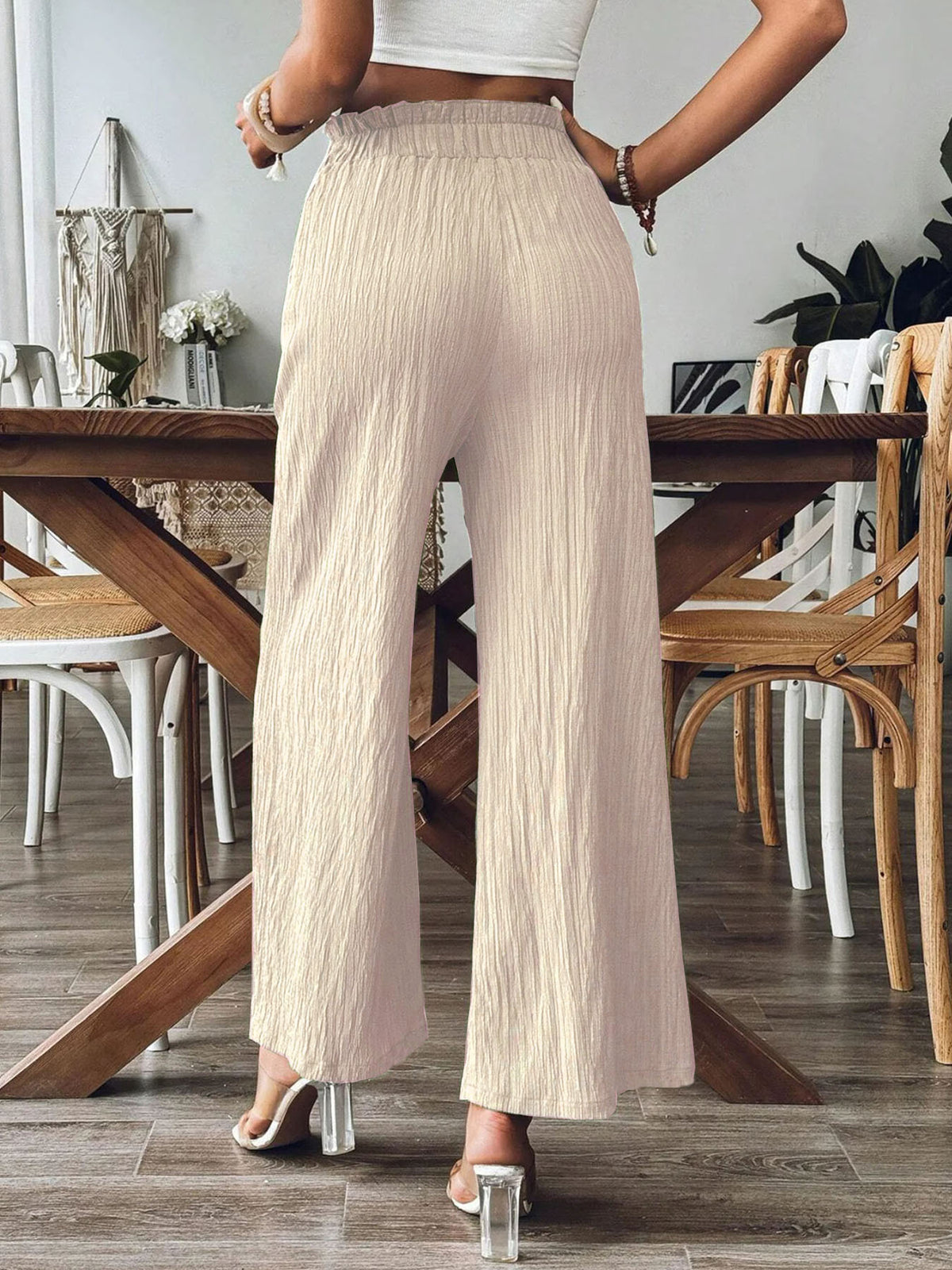 Crinkle Pleated Wide Leg Pants - view 2