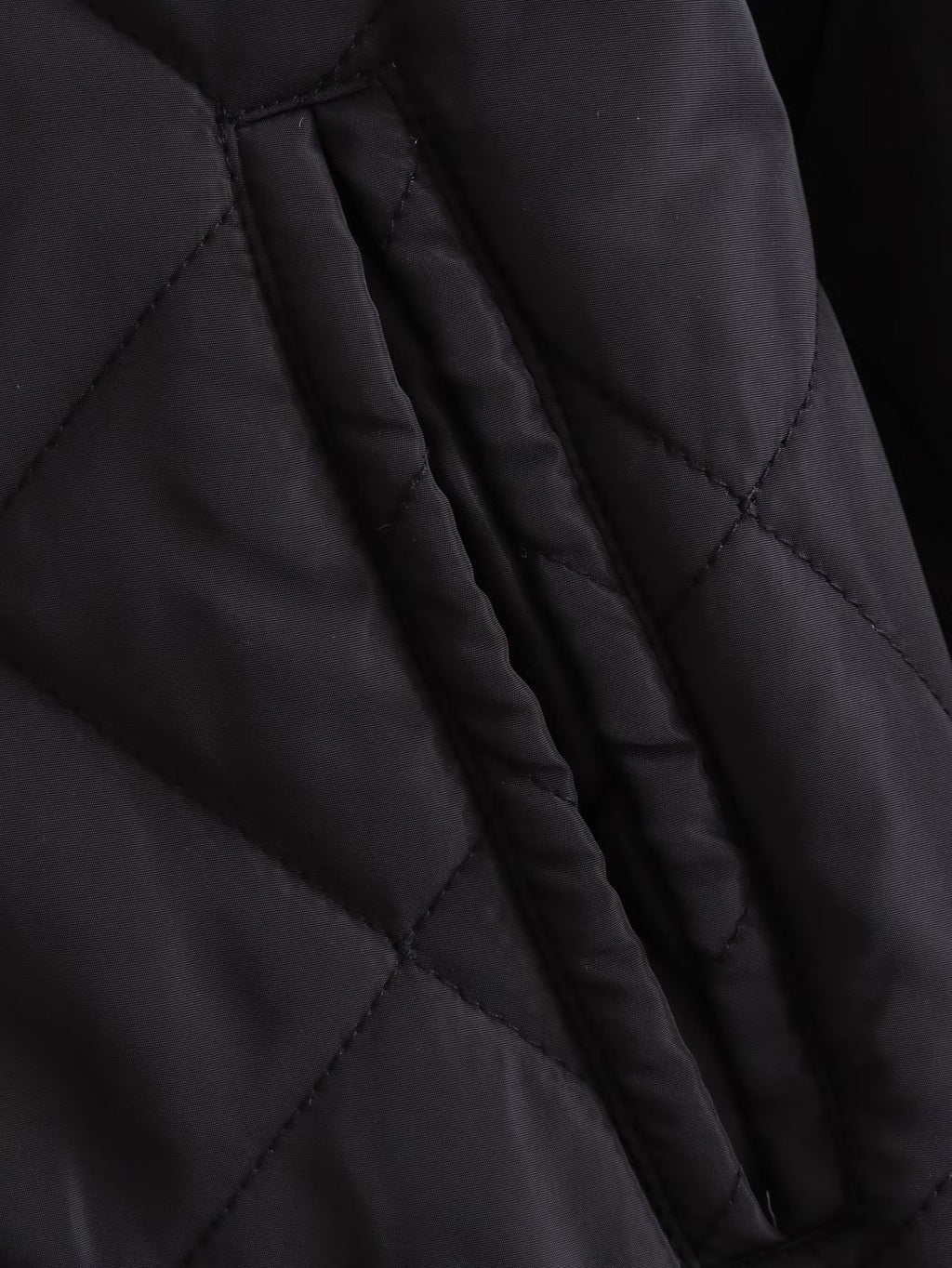 Diamond Quilted Snap Front Cropped Bomber Jacket - Black - 1