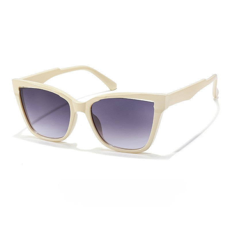 Flat Top Oversized Square Cat Eye Sunglasses - Beige