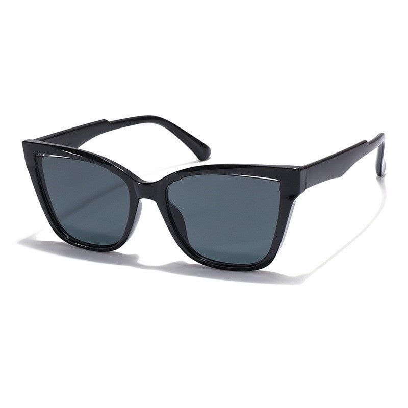 Flat Top Oversized Square Cat Eye Sunglasses - Black
