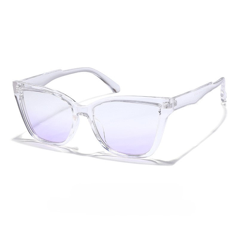 Flat Top Oversized Square Cat Eye Sunglasses - Purple