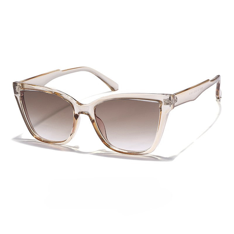 Flat Top Oversized Square Cat Eye Sunglasses - Tea