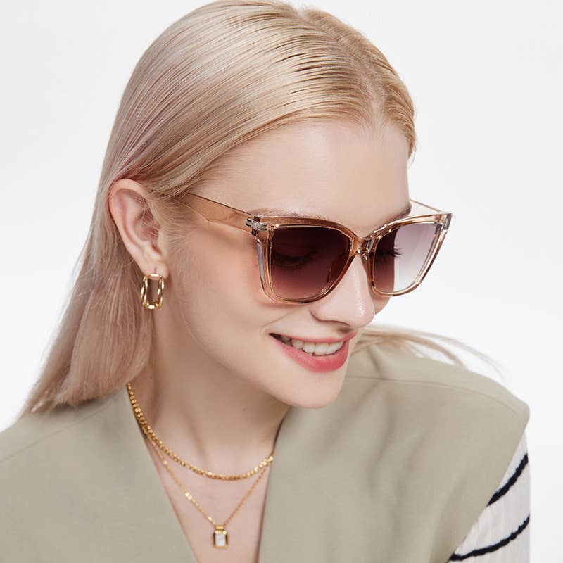 Flat Top Oversized Square Cat Eye Sunglasses