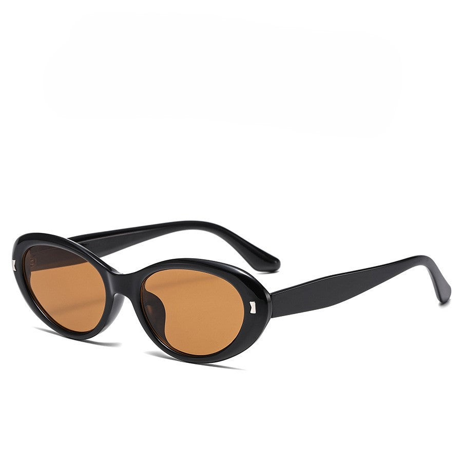 Chunky Acetate Oval Cat Eye Sunglasses - Blacktea