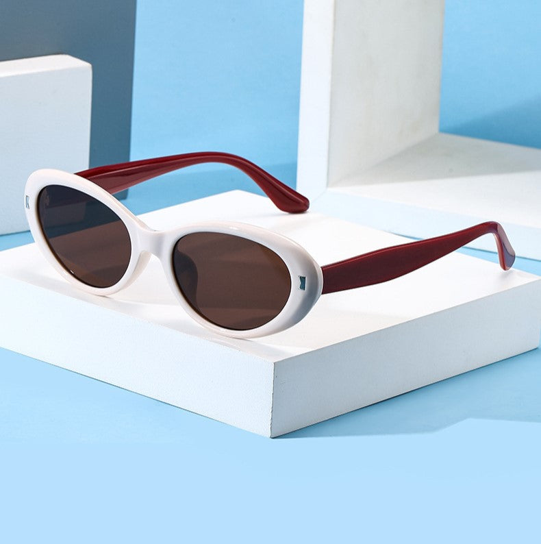 Chunky Acetate Oval Cat Eye Sunglasses - Red