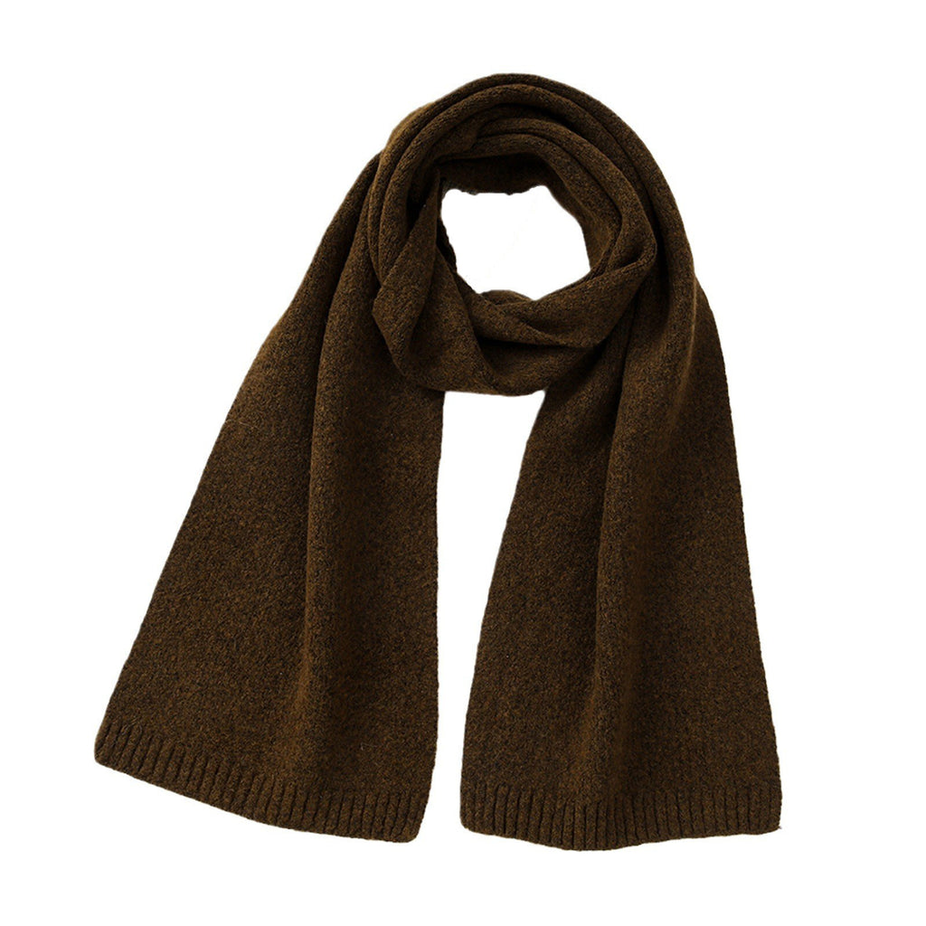 Soft Wool Blend Ribbed Edge Scarf - Coffee