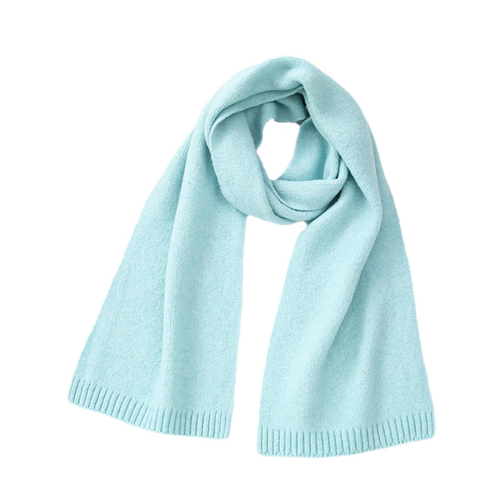 Soft Wool Blend Ribbed Edge Scarf - LightBlue