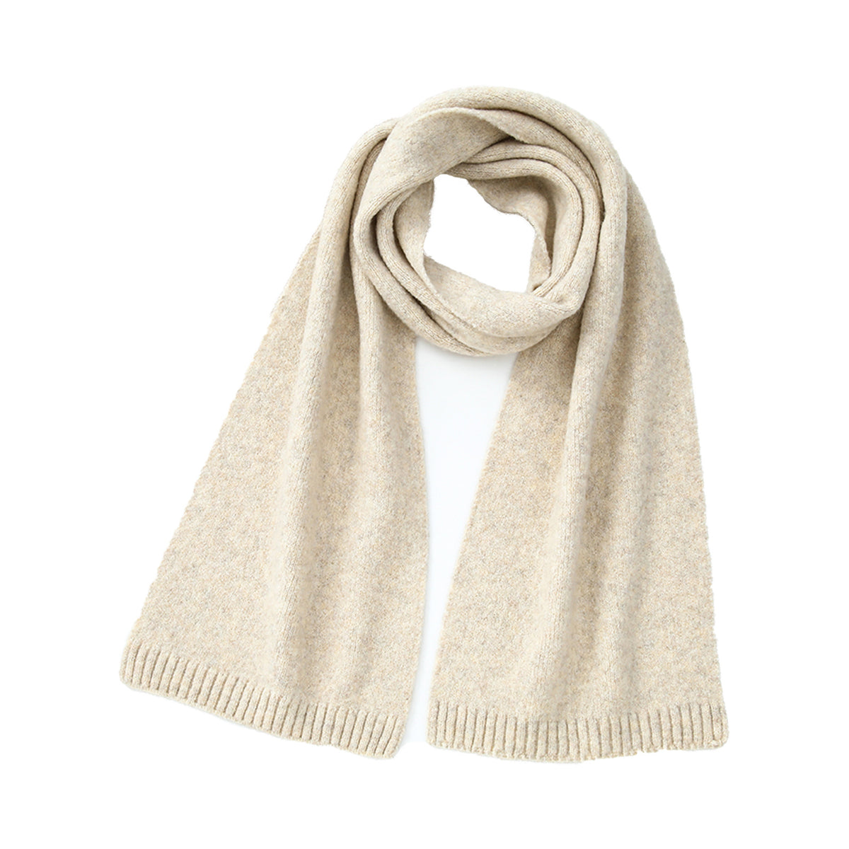 Soft Wool Blend Ribbed Edge Scarf - LightKhaki