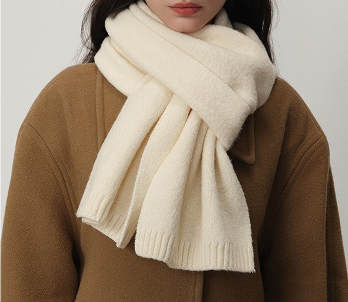 Soft Wool Blend Ribbed Edge Scarf