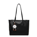 Faux Leather Tote Bag with Contrast Trim - Black