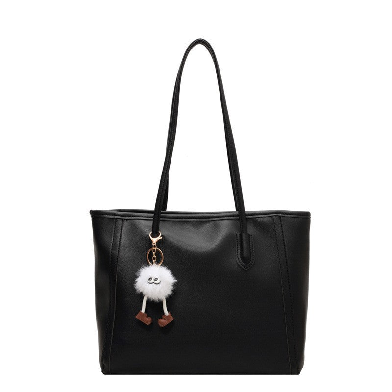 Faux Leather Tote Bag with Contrast Trim