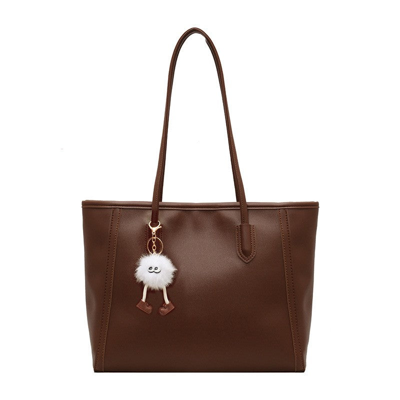 Faux Leather Tote Bag with Contrast Trim